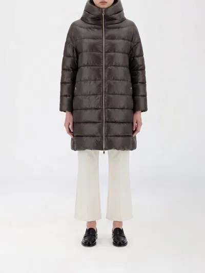 HERNO 长款绗缝尼龙漏斗领拉链羽绒服