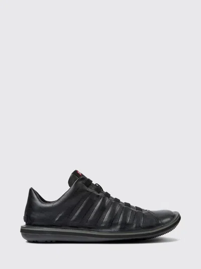 Camper Black Beetle Ribbed Design Leather Sneakers In Black