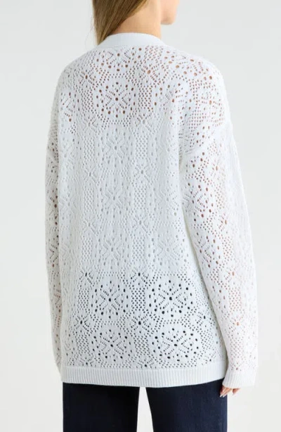 Splendid Beckham Open Front Openwork Cardigan In White