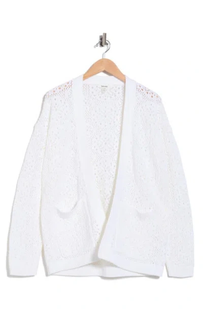 Splendid Beckham Open Front Openwork Cardigan In White