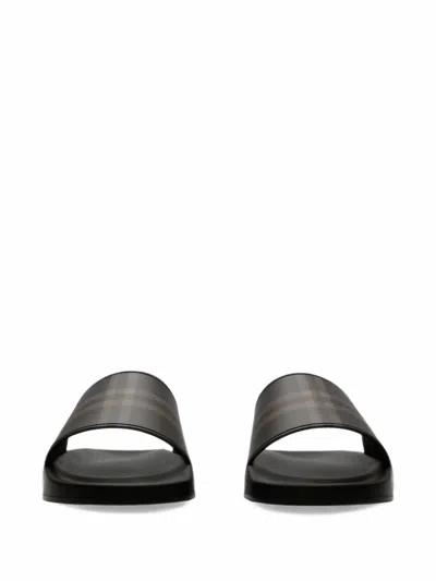 Burberry Check Slides In Brown