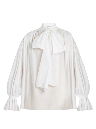 Vika Gazinskaya Tie-neck Cotton-poplin Blouse In White
