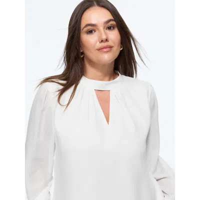 Bloomchic Solid Cut Out Neck Blouse In White