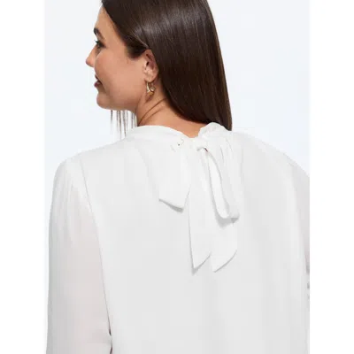 Bloomchic Solid Cut Out Neck Blouse In White