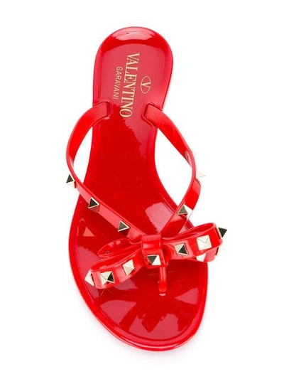 Valentino Garavani Rockstud Jelly Sandals In Red | ModeSens