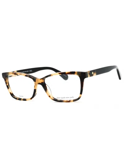 Kate Spade Ladies Black Rectangular Eyeglass Frames Camberly In Havana Black