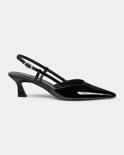 Stuart Weitzman 75mm Vinnie Patent Leather Kitten Slingback Pumps In Multi