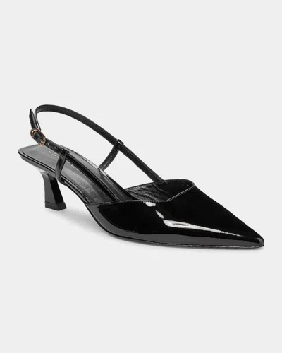 Stuart Weitzman 75mm Vinnie Patent Leather Kitten Slingback Pumps In Multi
