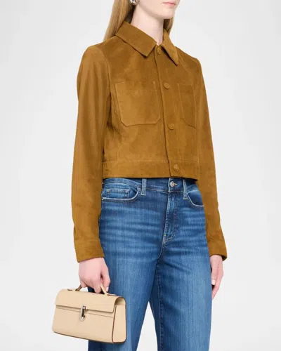 Frame The Suede Small Jacket In Saddle