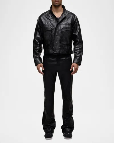 Hudson Jeans Python Embossed Leather Jacket In Black
