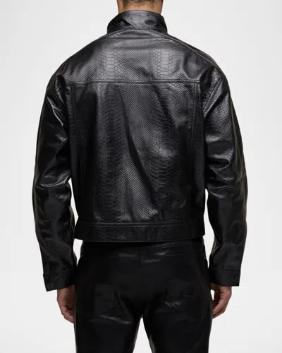 Hudson Jeans Python Embossed Leather Jacket In Black