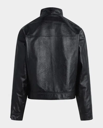 Hudson Jeans Python Embossed Leather Jacket In Black
