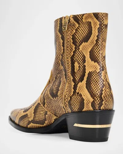 Amiri Beige Python Embossed Ryder Boots In Brown