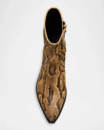 Amiri Beige Python Embossed Ryder Boots In Brown