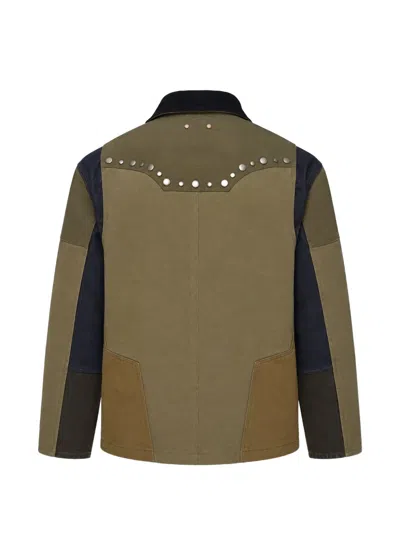 Andersson Bell Stud-embellished Patchwork Jacket In 그린