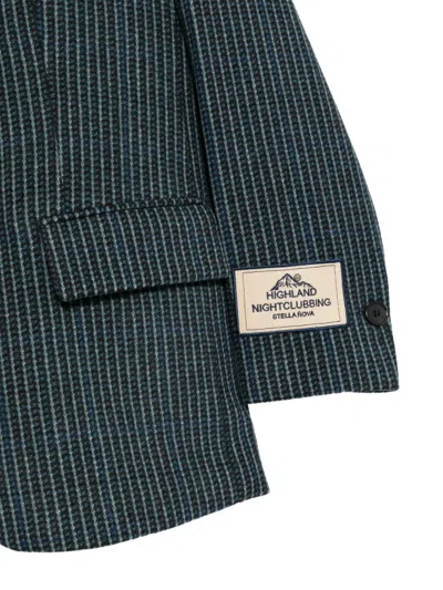 Stella Nova Check-pattern Logo-patch Blazer In Blue