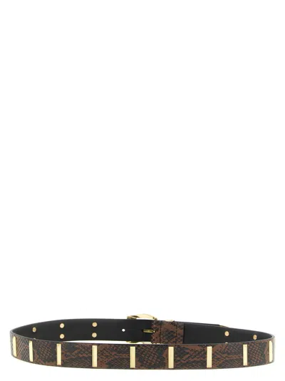 Pinko Python Print Belt Adjustable Gold Hardware In Brown