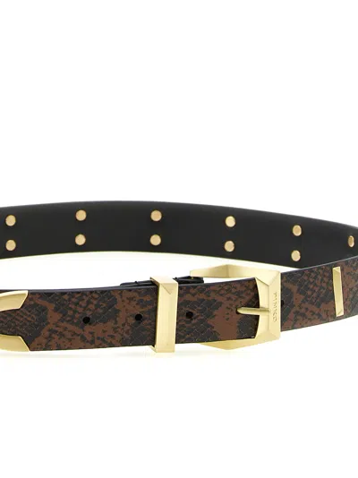 Pinko Python Print Belt Adjustable Gold Hardware In Brown