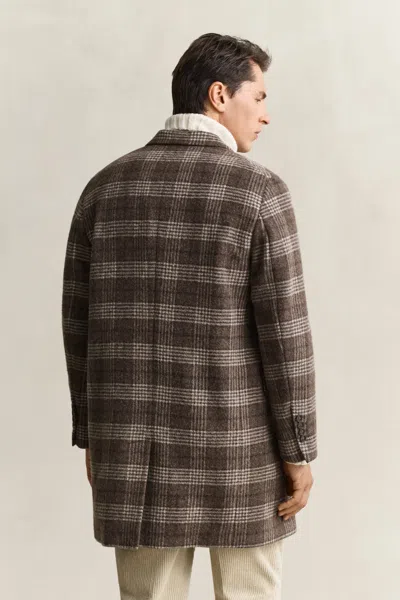 Gant Double Breasted Wool Coat In Multi