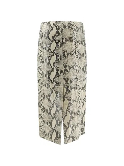 Alysi Python-print Leather Midi Skirt In Brown