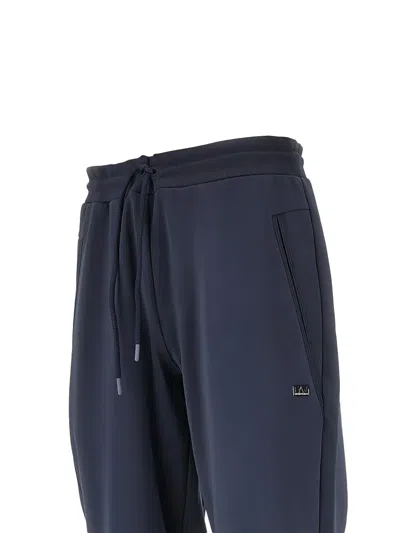 Ea7 Drawstring Logo-plaque Track Pants In Blue