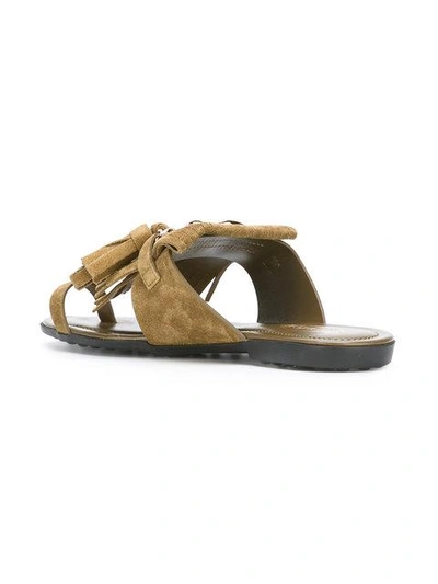 Shop Tod's Fringed Sandals - Green