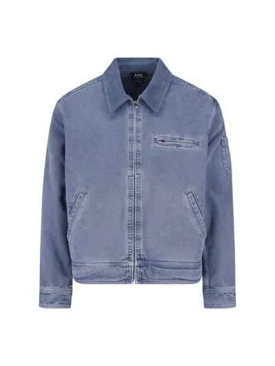 A.p.c. A. P.c. Cotton Zip Front Jacket In Blue