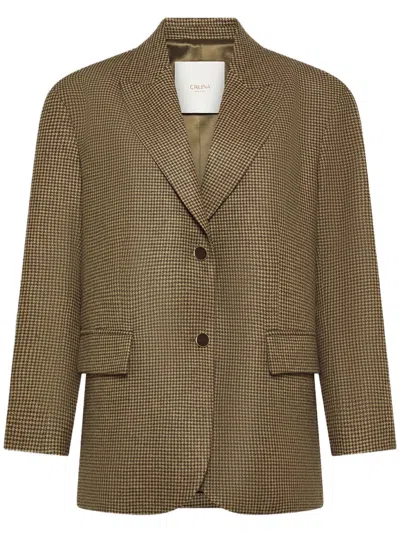 Cruna Brown Checkered Flap Pockets Tailored Blazer In Brown