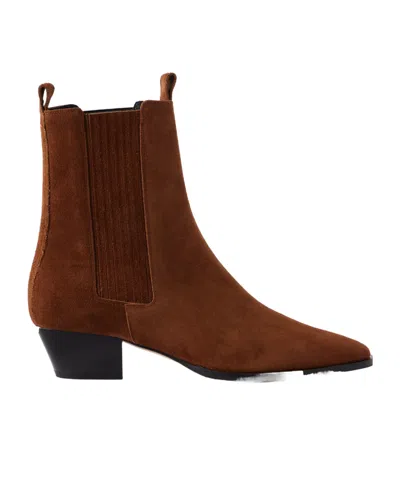 Aeyde Solid Color Suede Ankle Boots In Multi