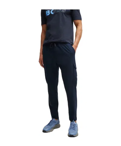 Hugo Boss Drawstring Cargo Jogger Pants In Black