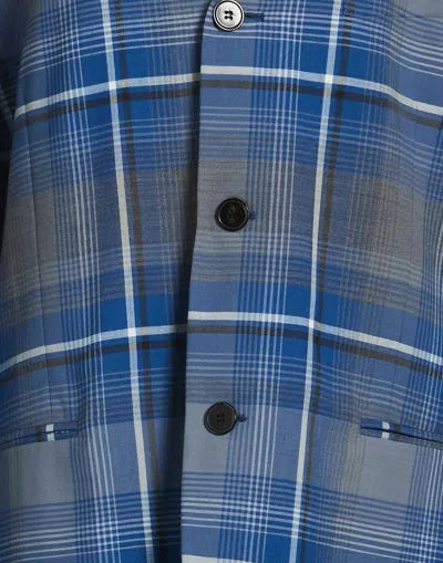 Marni Plaid Patterned Single Breasted Blazer In Blue