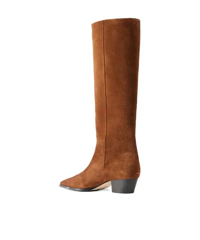 Aeyde Solid Color Suede Knee Boots In Brown