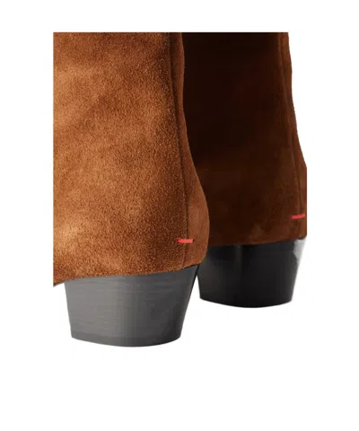 Aeyde Solid Color Suede Knee Boots In Brown