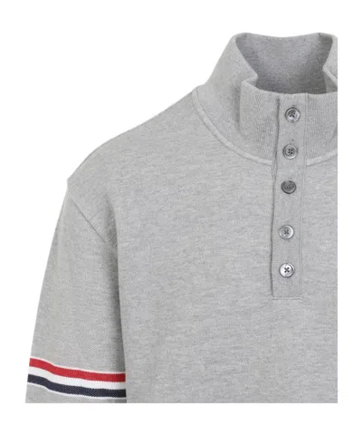 Thom Browne Rwb Engineered Stripe Loopback Sweatshirt In Gray
