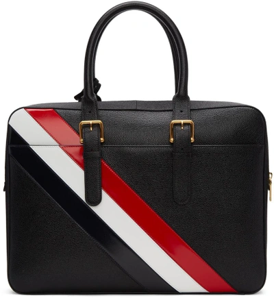 Shop Thom Browne Black Diagonal Stripe Business Briefcase