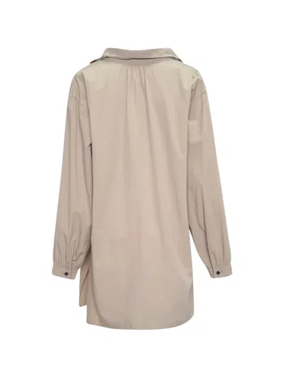 Y's Drawstring-collar Oversized Shirt In 뉴트럴