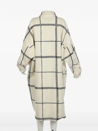 Valentino Check-pattern Oversized Coat In Neutral