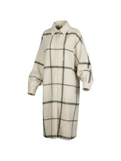 Valentino Check-pattern Oversized Coat In Neutral