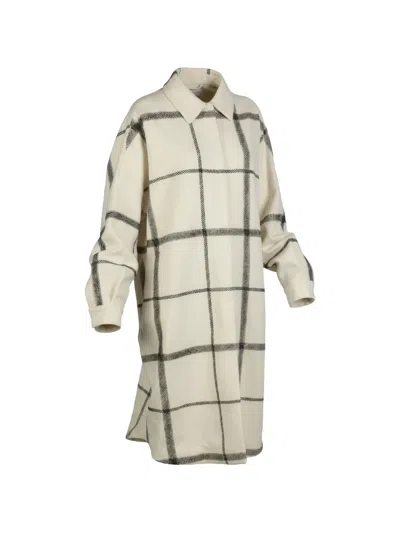 Valentino Check-pattern Oversized Coat In Neutral