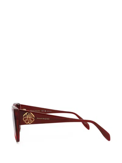 Alexander Mcqueen Logo-print Square-frame Sunglasses In Red