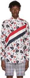 THOM BROWNE Tricolour Classic Stripes & Floral Outline Shirt