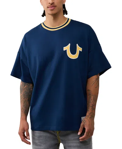 True Religion Men's Script Heavy Oversized T-shirt In Blue