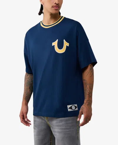 True Religion Men's Script Heavy Oversized T-shirt In Blue