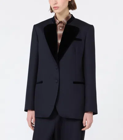 Weekend Max Mara Virgin Wool Blazer In Navy