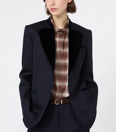 Weekend Max Mara Virgin Wool Blazer In Navy