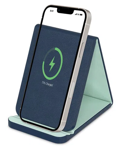 Phunkee Tree Folding Leather Wireless Charging Stands In Blue