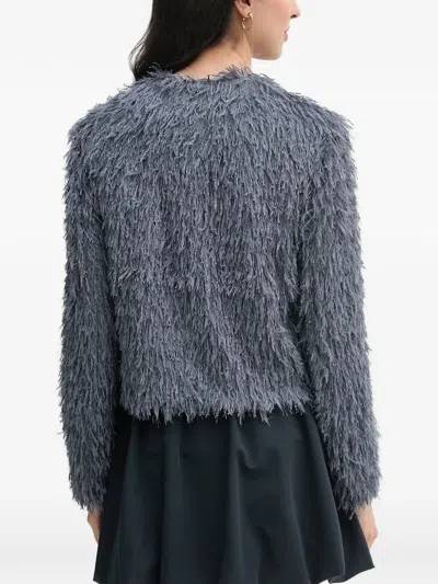 Ouí Feather-effect Knitted Jacket In Gray