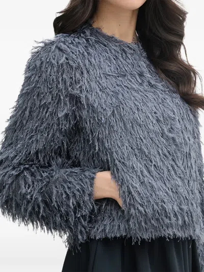 Ouí Feather-effect Knitted Jacket In Gray