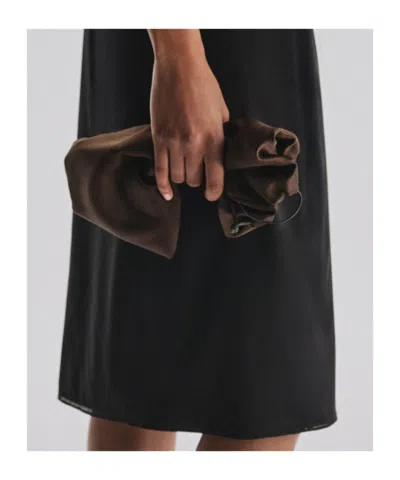 The Row Ray Rectangular Clutch In Dark Brown