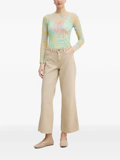 Never Fully Dressed Geometric-print Mesh T-shirt In Neutrals